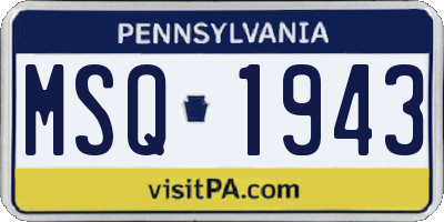 PA license plate MSQ1943