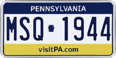 PA license plate MSQ1944