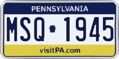PA license plate MSQ1945