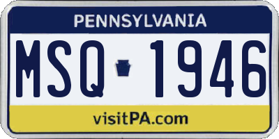 PA license plate MSQ1946