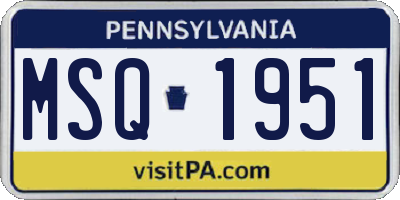 PA license plate MSQ1951