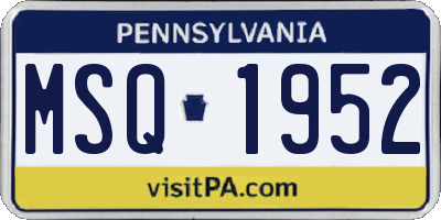PA license plate MSQ1952