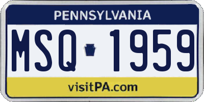 PA license plate MSQ1959