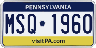 PA license plate MSQ1960