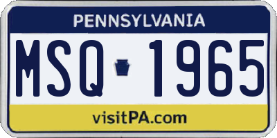 PA license plate MSQ1965