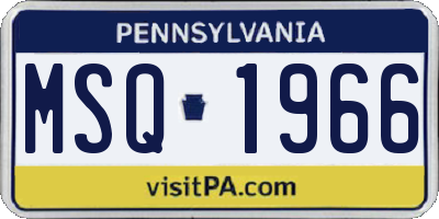 PA license plate MSQ1966