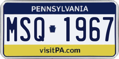 PA license plate MSQ1967