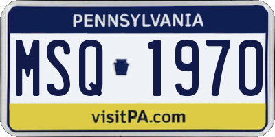 PA license plate MSQ1970