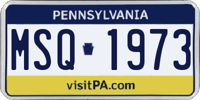 PA license plate MSQ1973