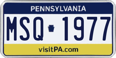PA license plate MSQ1977