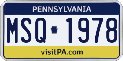 PA license plate MSQ1978