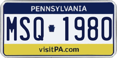 PA license plate MSQ1980