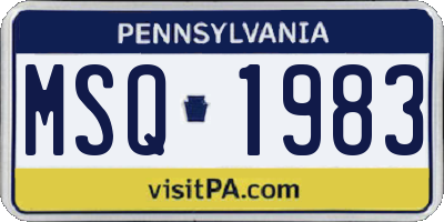 PA license plate MSQ1983