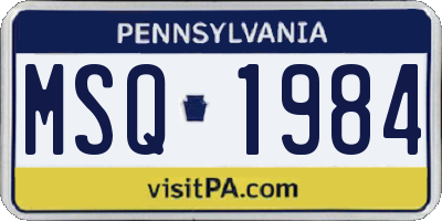 PA license plate MSQ1984