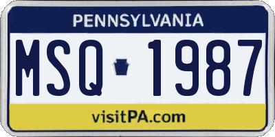 PA license plate MSQ1987