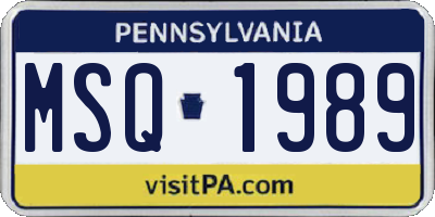 PA license plate MSQ1989