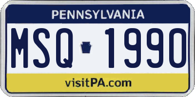 PA license plate MSQ1990