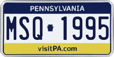 PA license plate MSQ1995