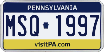 PA license plate MSQ1997