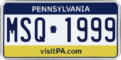 PA license plate MSQ1999