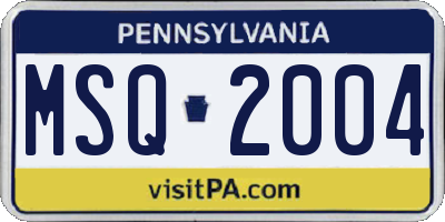 PA license plate MSQ2004