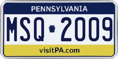 PA license plate MSQ2009