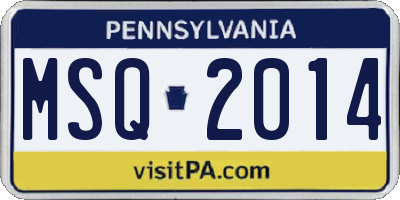 PA license plate MSQ2014