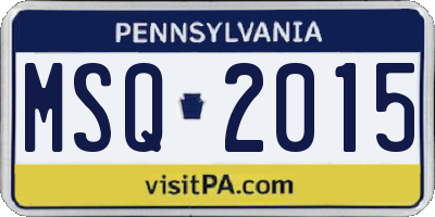 PA license plate MSQ2015