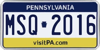 PA license plate MSQ2016