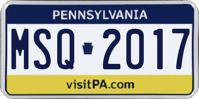 PA license plate MSQ2017