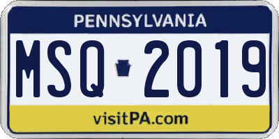 PA license plate MSQ2019