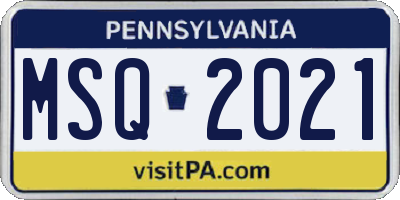 PA license plate MSQ2021