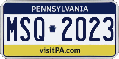 PA license plate MSQ2023