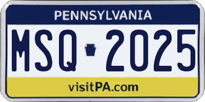 PA license plate MSQ2025