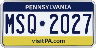 PA license plate MSQ2027