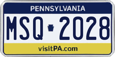 PA license plate MSQ2028