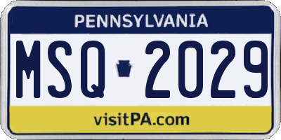 PA license plate MSQ2029