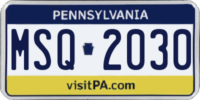 PA license plate MSQ2030