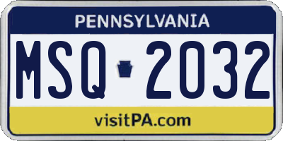 PA license plate MSQ2032