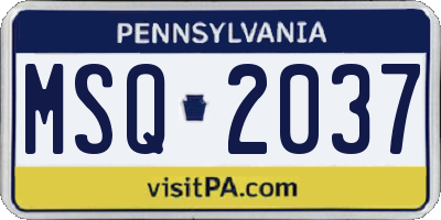PA license plate MSQ2037