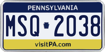 PA license plate MSQ2038