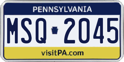 PA license plate MSQ2045