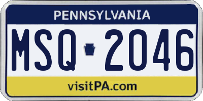 PA license plate MSQ2046