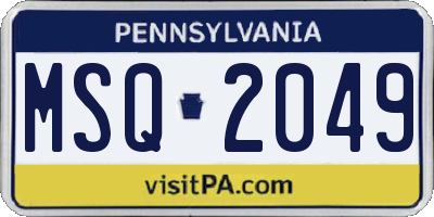 PA license plate MSQ2049