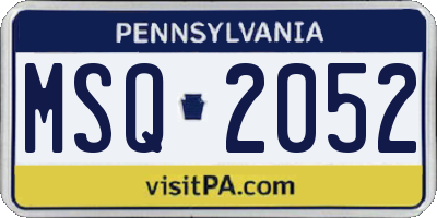 PA license plate MSQ2052