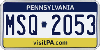 PA license plate MSQ2053