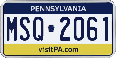 PA license plate MSQ2061