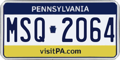 PA license plate MSQ2064