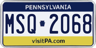 PA license plate MSQ2068