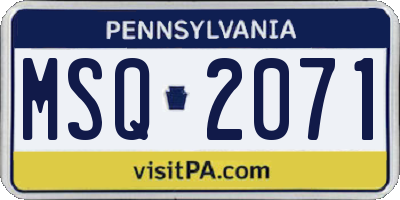PA license plate MSQ2071